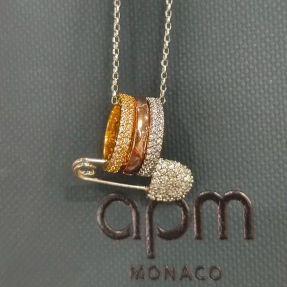 APM Monaco Multicolor Safety Pin Adjustable Necklace